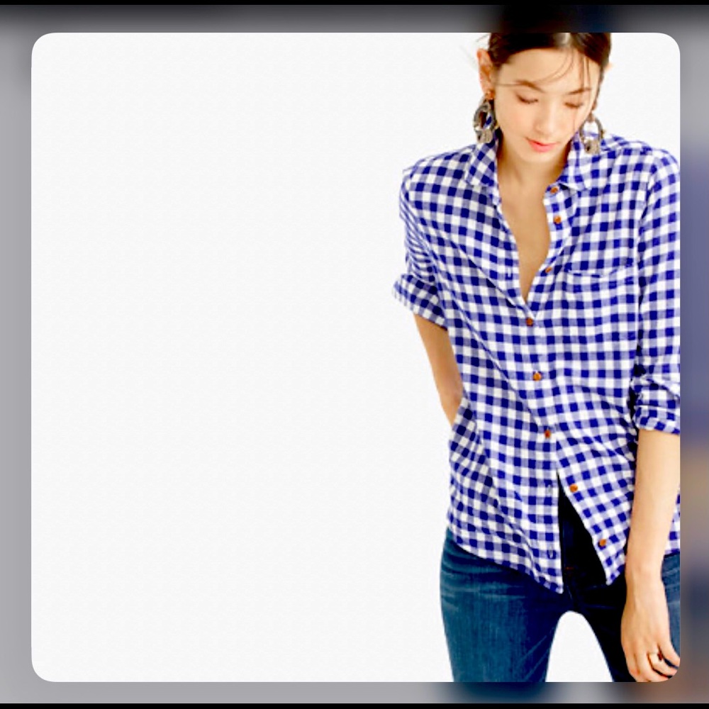 Blue and White Plaid Flannel J.Crew Button Down